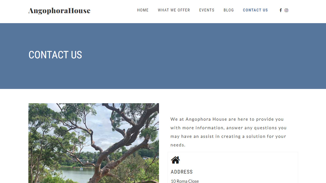 Angophora House contact page