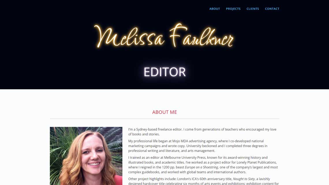 Melissa Faulkner website home page