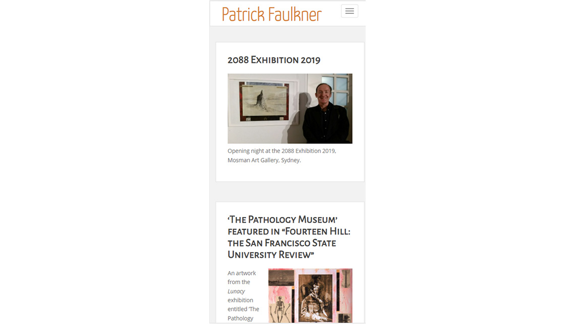Patrick Faulkner mobile page view example